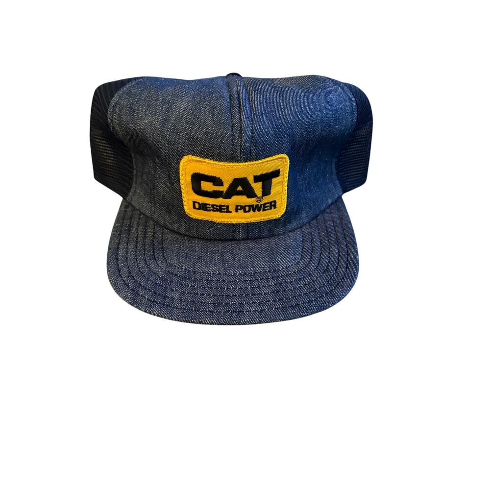 Vintage Caterpillar CAT DIESEL POWER Construction DENIM Patch Hat Cap-NWOT